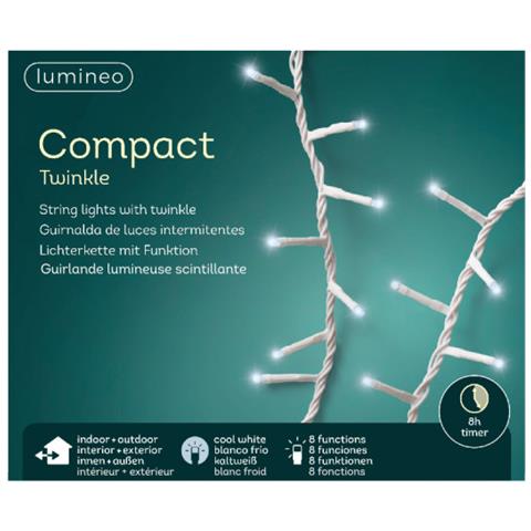 Ghirlanda Bianca Scintillante Compatta - Spirito Natalizio - Bianco Freddo - Lampadine Led - 11 M - 72263 - Foto 2