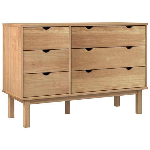 Cassettiera 113,5x39,5x73 Cm In Legno Massello Di Pino - Foto 1