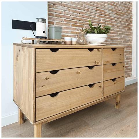 Cassettiera 113,5x39,5x73 Cm In Legno Massello Di Pino - Foto 10