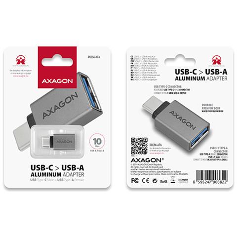 RUCM-AFA adattatore per inversione del genere dei cavi USB type C USB type A Metallico - Foto 2