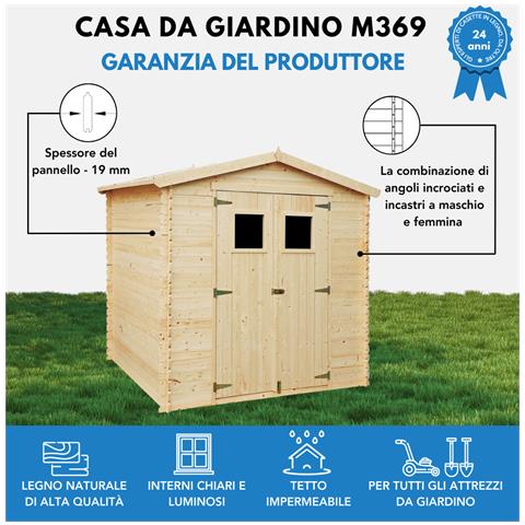Casetta Da Giardino In Legno Con Pavimento Trattato - Deposito Esterno I236xl226xh218 Cm / 4,33 M2 Piccola Rimessa Attrezzi - Timbela M369+m369g - Foto 7