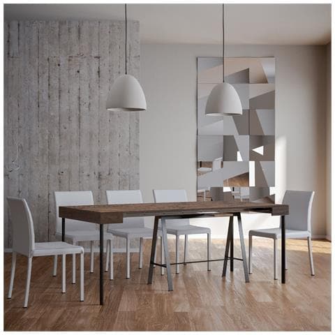 Consolle Allungabile 90x40/196 Cm Banco Small Telaio Antracite - Noce - Foto 2