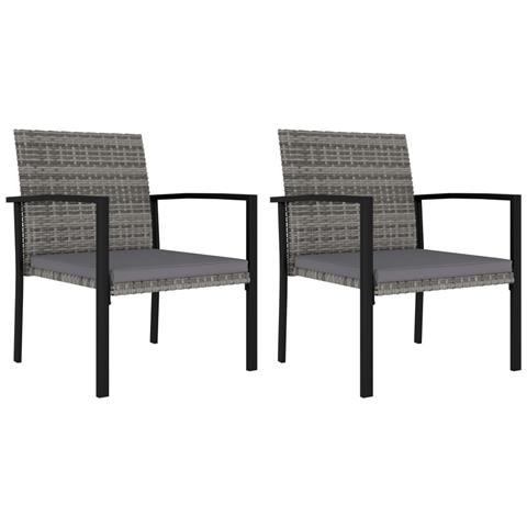 Sedie Da Pranzo Per Giardino 2 Pz In Polyrattan Grigio - Foto 1