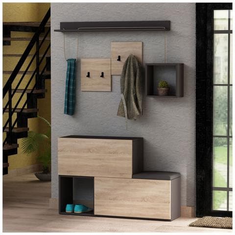 Mobile D'ingresso Design A Parete Legno E Grigio Inga - Foto 2