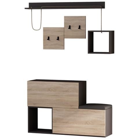 Mobile D'ingresso Design A Parete Legno E Grigio Inga - Foto 1