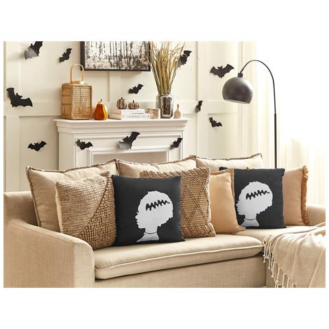 Cuscino Decorativo Mandevilla Velluto 45 X 45 Cm Astratto Nero - Foto 1