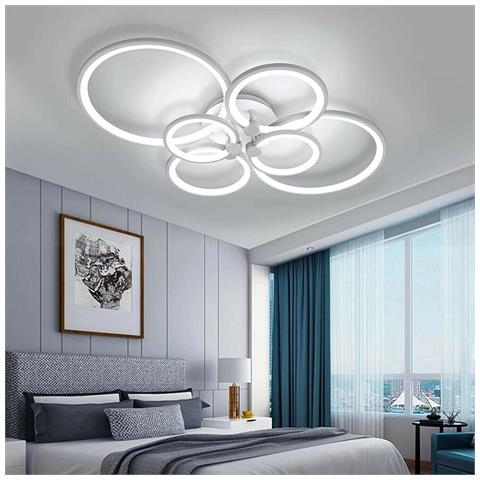 Plafoniera Lampadario Led 6 Anelli Cerchi 51 Watt Luce Bianca 6500k - Foto 1