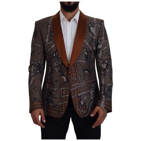 Blazer Da Giacca Slim In Seta Con Stampa Scimmia Bronzo - It48 - M - Foto 1