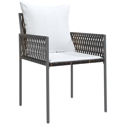 Sedie da Giardino con Cuscini 4pz Marroni 54x61x83cm Polyrattan - Foto 2