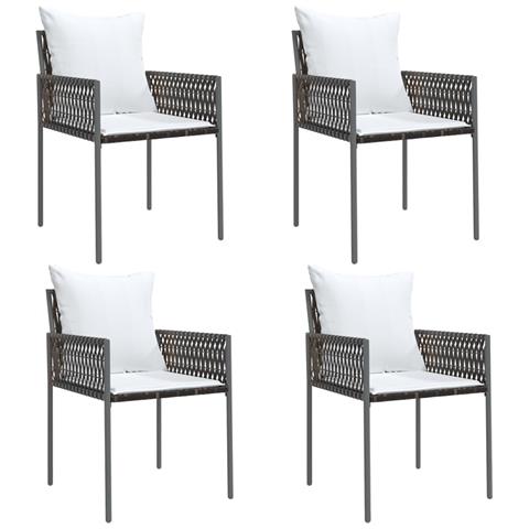 Sedie da Giardino con Cuscini 4pz Marroni 54x61x83cm Polyrattan - Foto 1