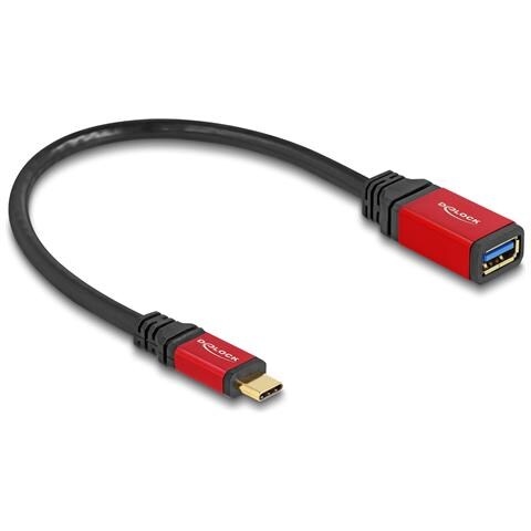 USB 10 Gbps Adattatore USB Type-C maschio per USB Tipo-A femmina 15 cm metallo rosso - Foto 1
