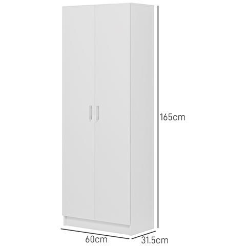 Mobile Multiuso Moderno con 5 Ripiani e Livelli Regolabili, in Legno, 60x31.5x165 cm, Bianco - Foto 2