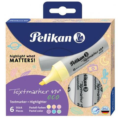 Pelikan Textmarker 490 Eco Evidenziatore 6 Pz Punta Smussata Multicolore - Foto 1