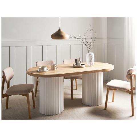 Tavolo Da Pranzo Sheridan Marrone Chiaro/ Bianco 180 Cm 90 Cm - Foto 1