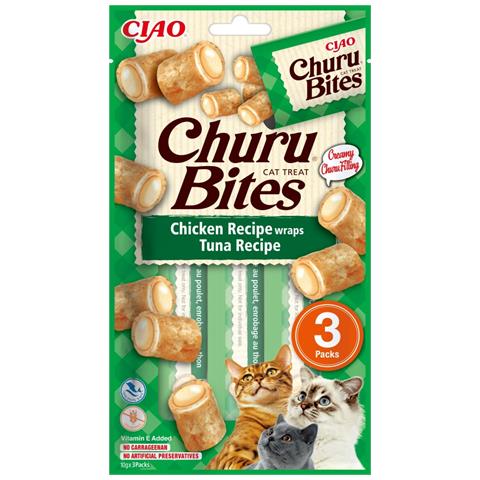 CIAO Churu Bites Chicken Recipe wraps Tuna Gatto Premio Pollo, Tonno 10 g - Foto 1