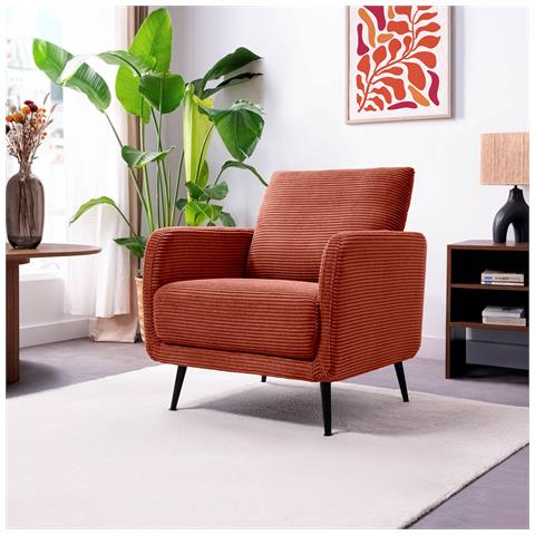 Poltrona Di Design Emma In Velluto A Coste Color Terracotta - Foto 1
