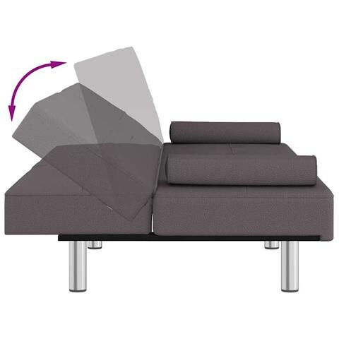 Divano Letto con Portabicchieri in Similpelle Grigio - Foto 9