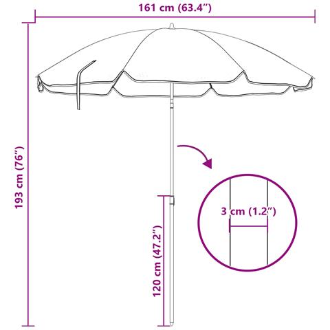 ombrellone da spiaggia  con palo in metallo verde 161x193 cm in poliestere - Foto 8