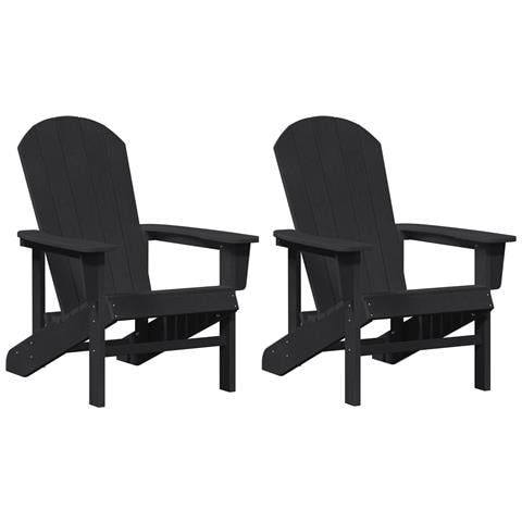 Sedie Adirondack 2 pcs Nere 74x82x90 cm HDPE - Foto 1