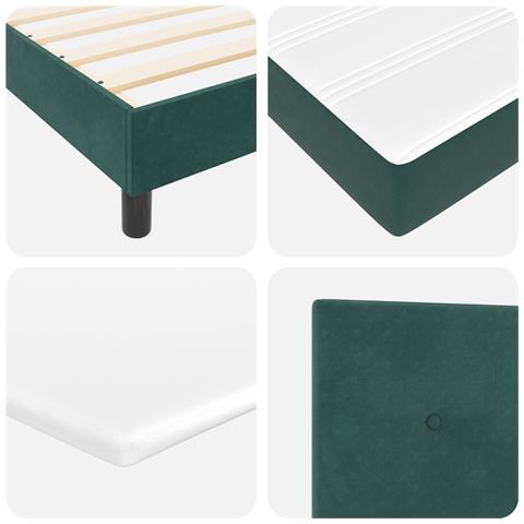 Letto Box Spring con Materasso Verde Scuro 200x200 cm Velluto - Foto 9