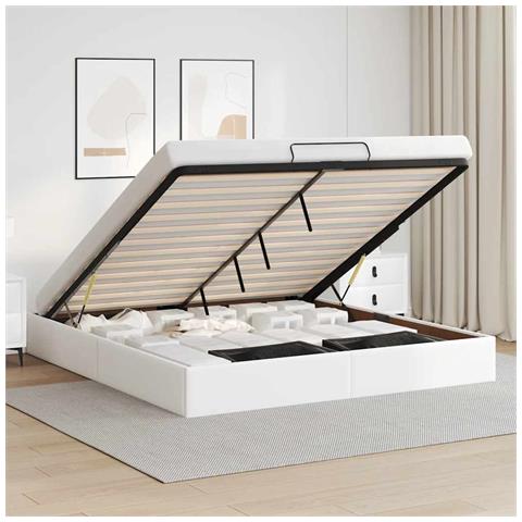 Struttura Letto Pouf senza Materasso 180x200 cm Similpelle - Foto 2