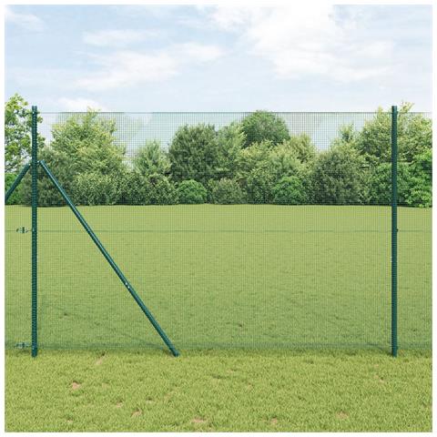 Recinzione in rete saldata con 13 pali Verde 1.4x50 m Acciaio - Foto 2