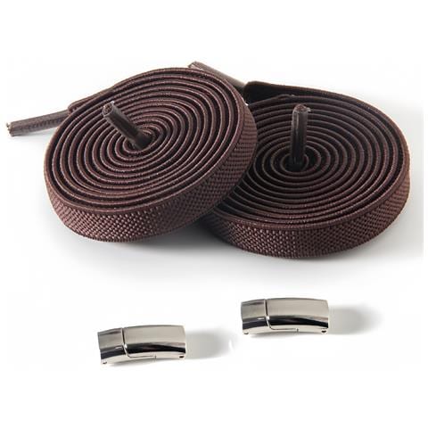 Lacci Per Scarpe Senza Allacciatura Con Fibbia Magnetica Argento, 2 Paia, Elastici E Compatibili Con Scarpe Da Ginnastica, Scarpe Eleganti E Casual Brown - Foto 1