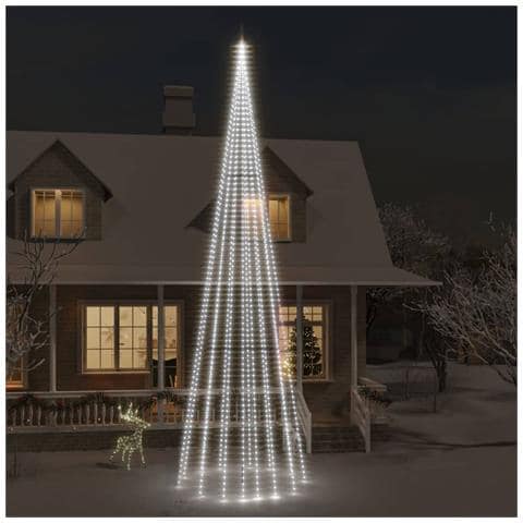 Albero Di Natale Pennone Bianco Freddo 1134 Led 800 Cm - Foto 8