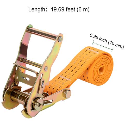 Set Di 10 Cinghie Di Fissaggio Con Fibbia 6 M X 25 Mm Portata 800 Kg Arancione - Foto 2