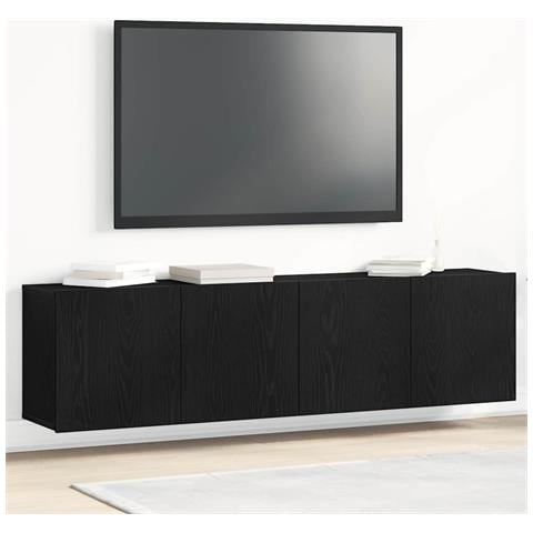 Mobili Porta TV 2 pz Rovere Nero 160x30x41 cm Legno Assicellare - Foto 2