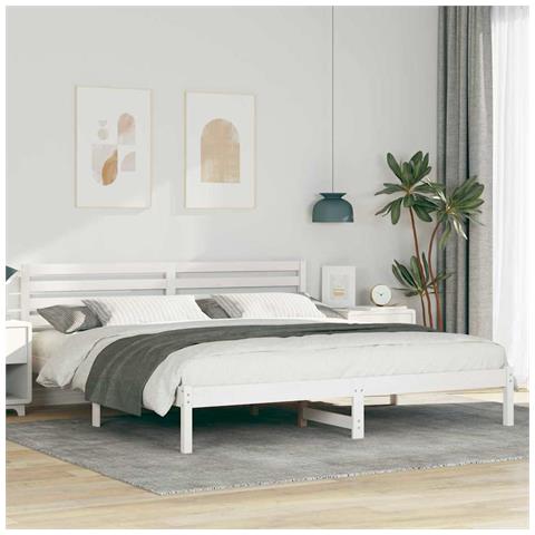 Struttura del letto Bianco 180 x 200 cm Legno di pino massello - Foto 2