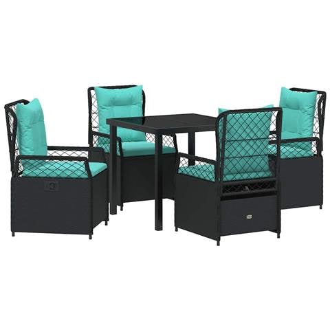 Set da Pranzo per Giardino 5 pcs Nero polyrattan - Foto 1