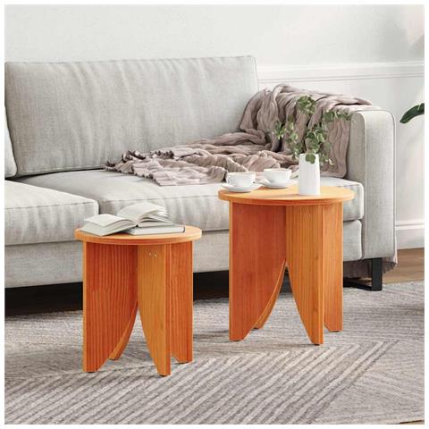 Tavolino da salotto 2 pcs Cera marrone 41,5 x 41,5 x 44 cm - Foto 2