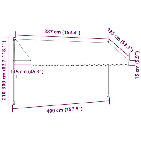 Lusso Casadino -  Tenda Da Sole Retrattile Manuale Con Led 400 Cm Antracite - Foto 8