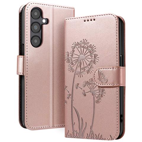 Custodia A Portafoglio Per Galaxy A05s Design Premium Fiori Farfalla, Rosa Champagne - Foto 1
