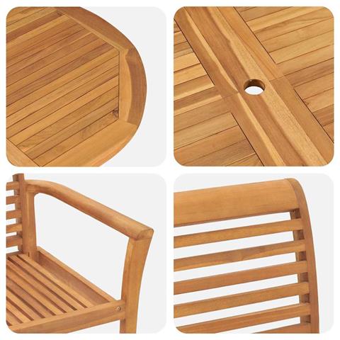 Set da Pranzo per Giardino 9 pcs Marrone Legno massello di teak - Foto 9