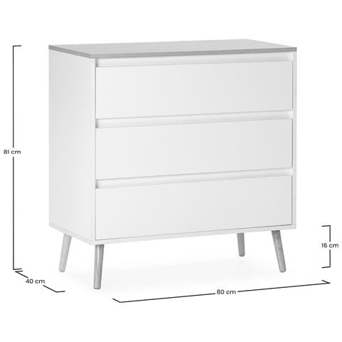 Cassettiera Desi 3 Cassetti Colore Bianco - Foto 7