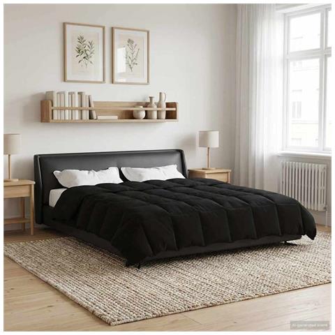 Duvet Invernale Trapuntato Nero 220 x 260 cm Microfibra - Foto 2