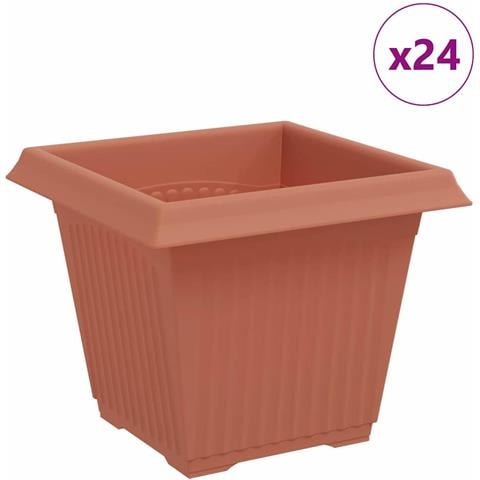 Vaso quadrato per fiori 24 pcs Rosso Mattone 20 x 20 x 16 cm - Foto 1