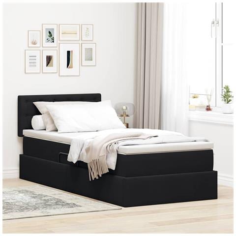 Letto con Contenitore con materasso Nero 90 x 190 cm Velluto - Foto 2