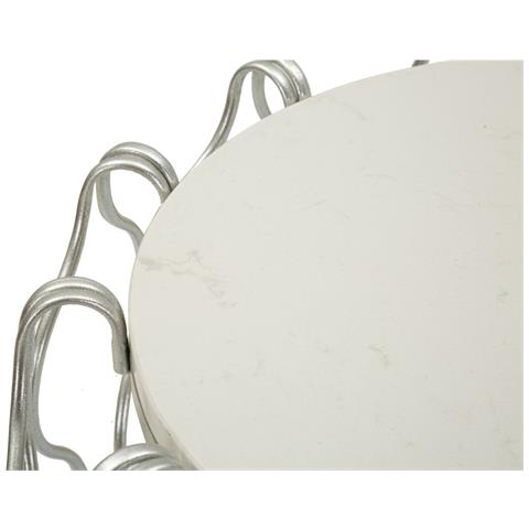 Tavolino Hook Ø 47,5 Cm In Ferro E Marmo Argento - Foto 2