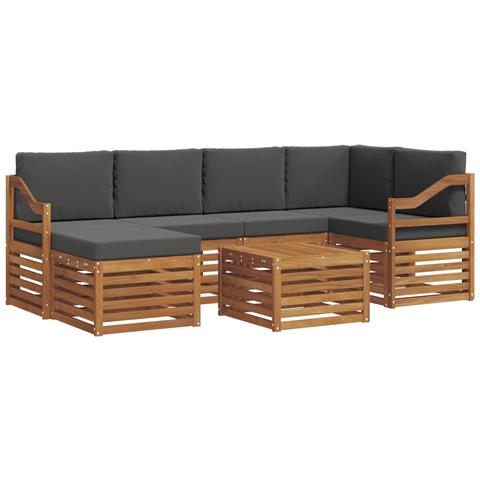Set divani 7 pcs Naturale e Antracite Legno di Acacia Massello - Foto 1