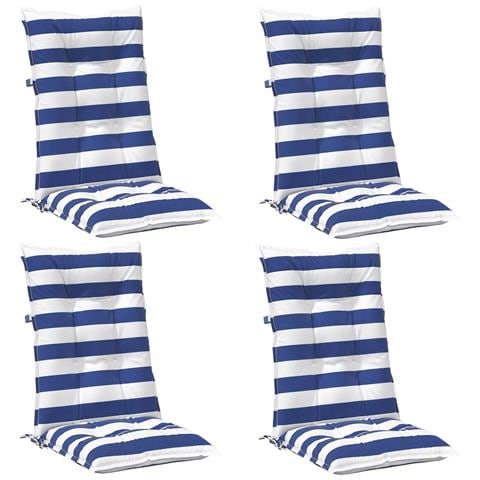 Cuscino da Esterno 4 pcs Blu e Bianco 120 x 50 x 7 cm Tessuto - Foto 1