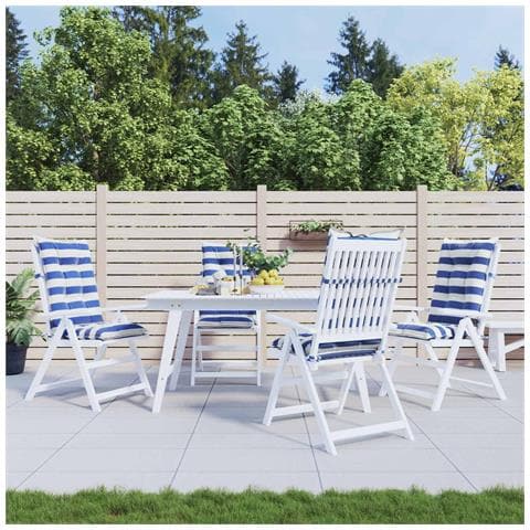 Cuscino da Esterno 4 pcs Blu e Bianco 120 x 50 x 7 cm Tessuto - Foto 2