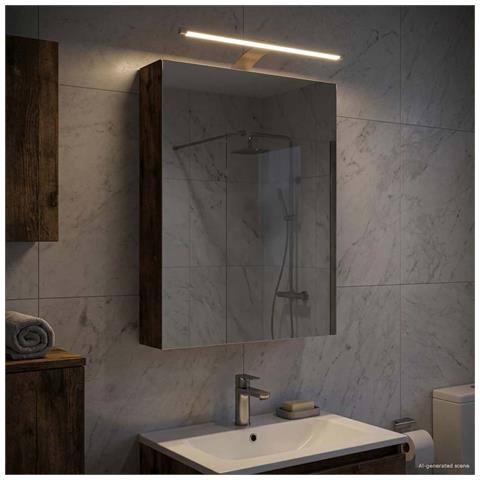 Mobiletto per specchio da bagno Rovere fumé 40 x 10,5 x 60,5 cm - Foto 2