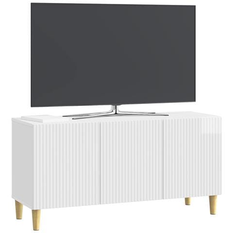 Mobile TV Bianco Lucido 99 x 34,5 x 50 cm Legno ingegnerizzato - Foto 2