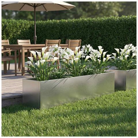 Vaso da giardino Argento 80 x 20 x 20 cm Acciaio Inox - Foto 2