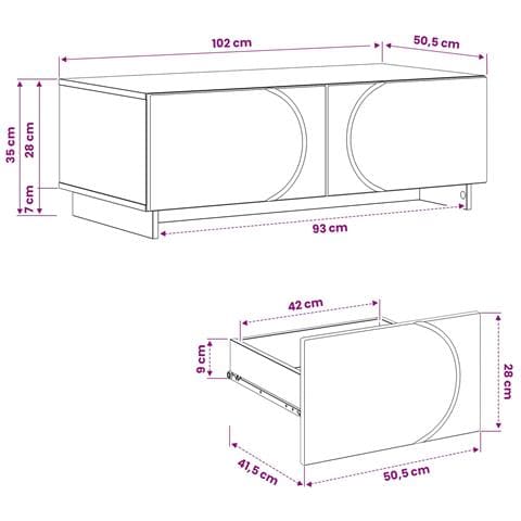 Tavolino da salotto Bianco 102 x 50,5 x 35 cm - Foto 9
