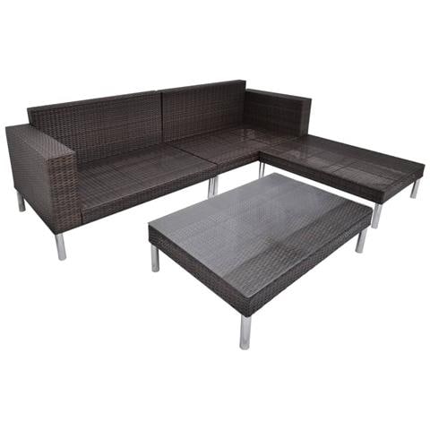 17 Pz Set Divano Da Giardino In Polyrattan Marrone - Foto 10