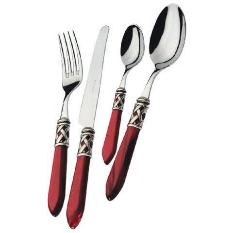 Posate Aladdin, Set 24 Pz. Scatola Compact - Rosso Granata Silver - Foto 1